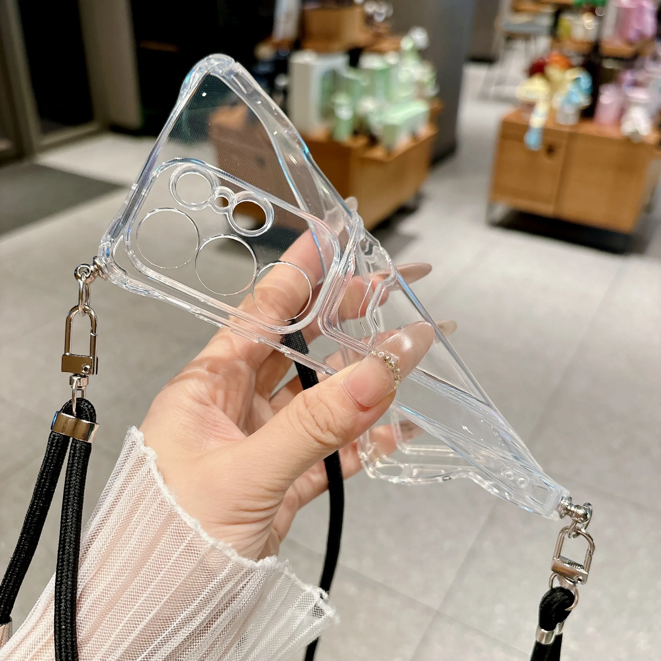 Adjustable Crossbody Lanyard Phone Case with Silicone Card Holder Cover