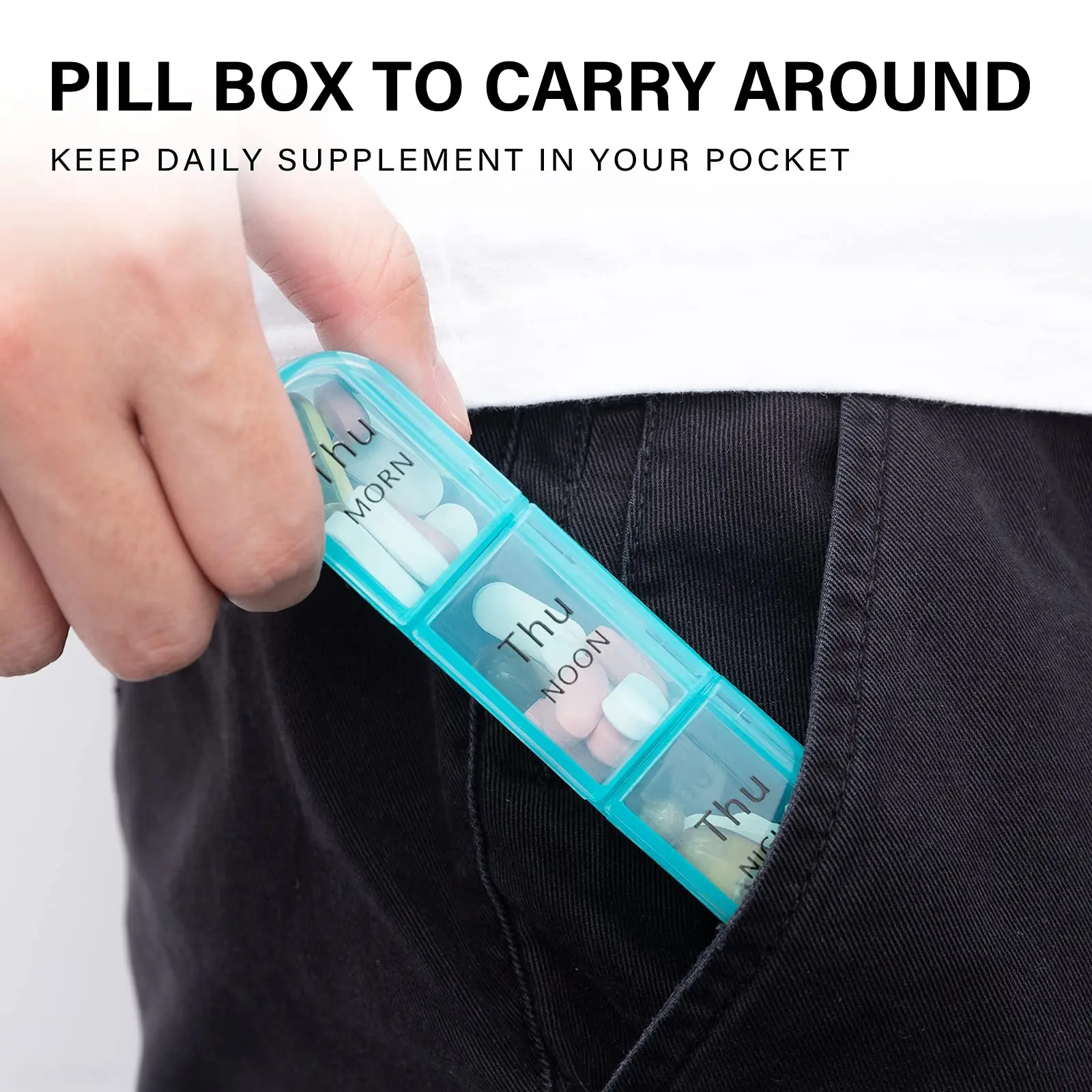 Weekly Pill Organizer with 3 Daily Compartments - Travel-Friendly Vitamin and Medication Case