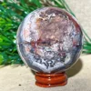 Crystal Natural Mexican Agate Sphere Ball Quartz Stone Mineral Beauty Gemstones Minerals Ornaments Home Decoration+Stand 3