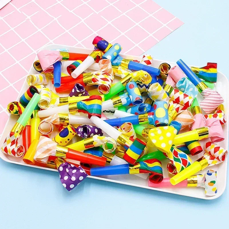 30PCS Colorful Whistles Toy Funny Toy Children Blowing Dragon Whistle Blow Roll Toys Baby Party Games Birthday Gifts Toddler whistles toys