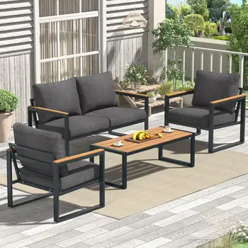 4PCS Outdoor Patio Furniture Set with Coffee Table 1