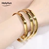 Holyfun 60mm Waterproof 316L Stainless Steel Round Smooth Bracelet Bangle Women Minimalist 18k Gold Color Texture Charm Jewelry 4