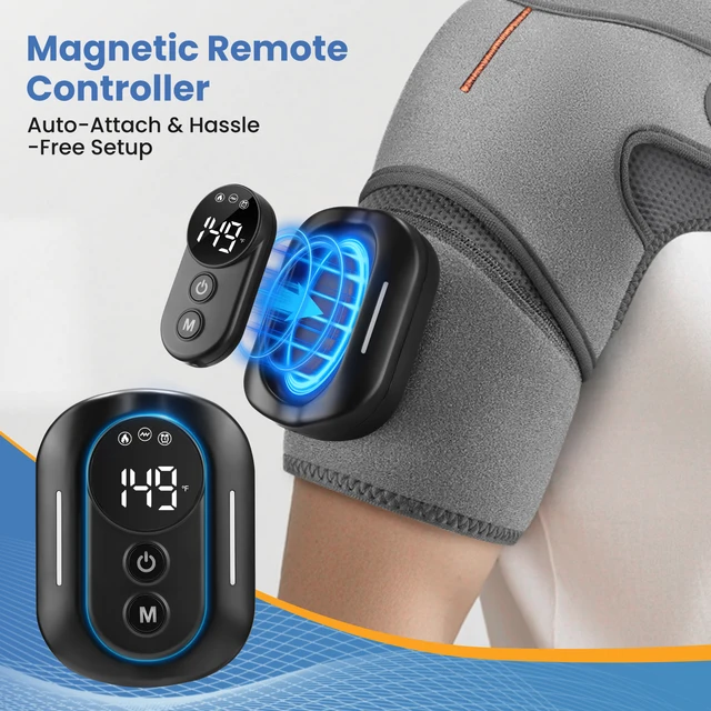 New Magnetic Remote Shoulder Massager,Cordless Heating,  4 Motors Vibration Massage,Timer Hot Compress Shoulder Pad,Muscle Relax 2