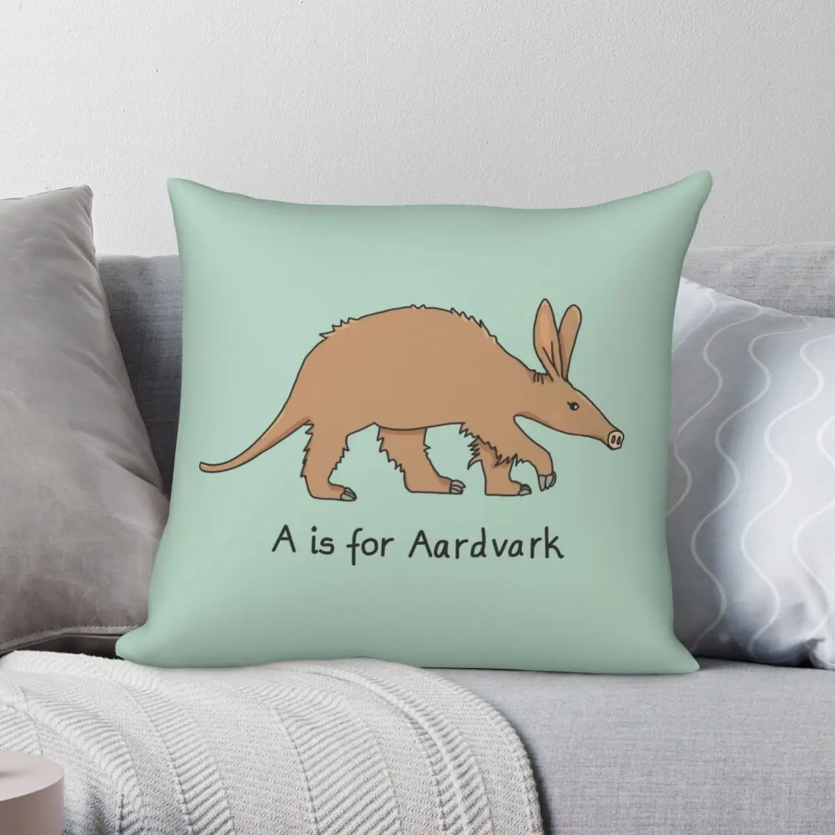 

Квадратный Чехол-Подушка A Is For Aardvark, чехол из полиэстера и льна с бархатным узором, декоративный чехол на молнии для дивана, подушки 45x45