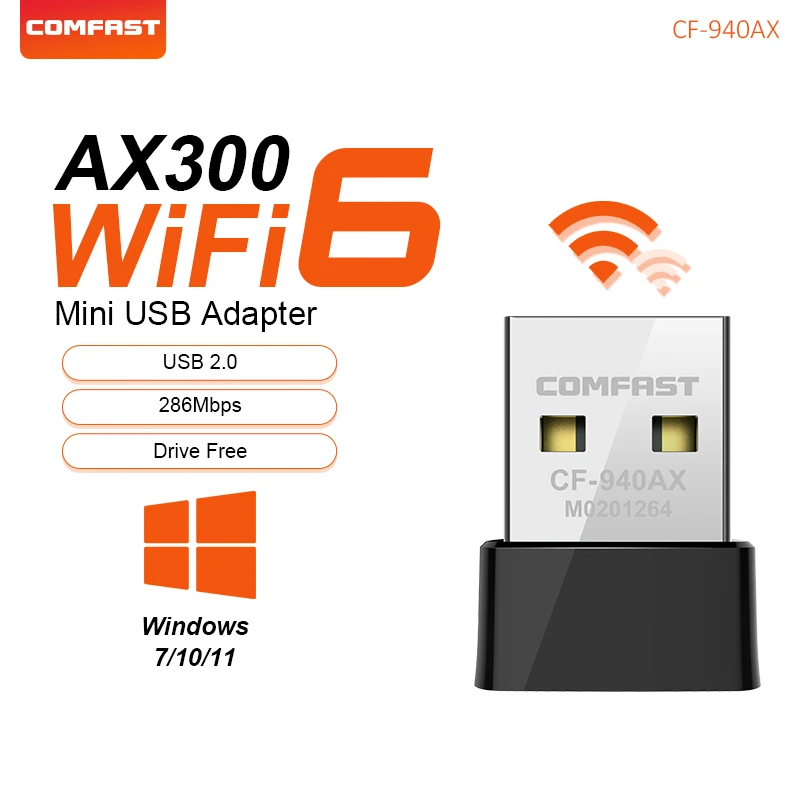 Comfast WIFI 6 어댑터 AX286 네트워크 카드 USB 동글 2.4/5GHz 802.11AX 신호 수신 PC 노트북 Windows 10/11 드라이버 무료