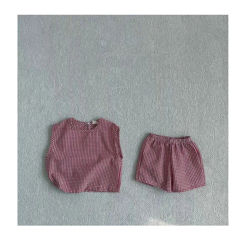 TZ2668 유니섹스 여름용 시원한 느낌의 조끼 반바지 세트 (남아 여아용)