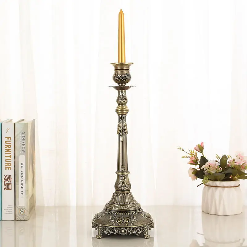 Description Picture 4 of itemBronze Metal Candle Holder Candle Stand Restaurant Wedding Decoration Candlelight Dinner Props Candlestick Holder Accessories