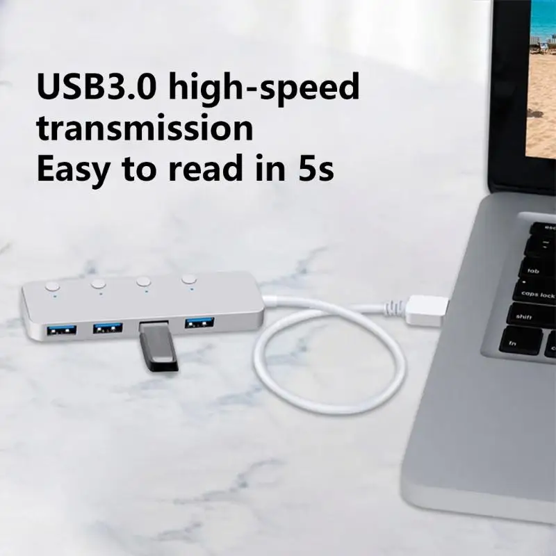 652F USB Expansion Hub 4 Port Switchable Power Management Easy Connection for Reduced Desktop Clutters Fast Data Transfer