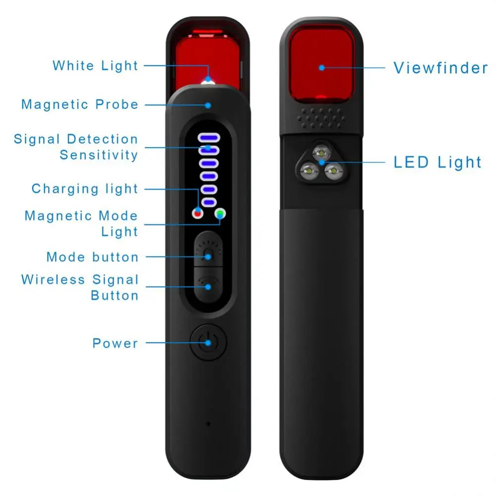 Full Range Camera Hidden Finder Anti Spy Bug Listening Device GPS Tracker RF Wireless Signal Scanner X13 hidden camera detector infrared camera detector camera detector signal detector For Home Office Travel
