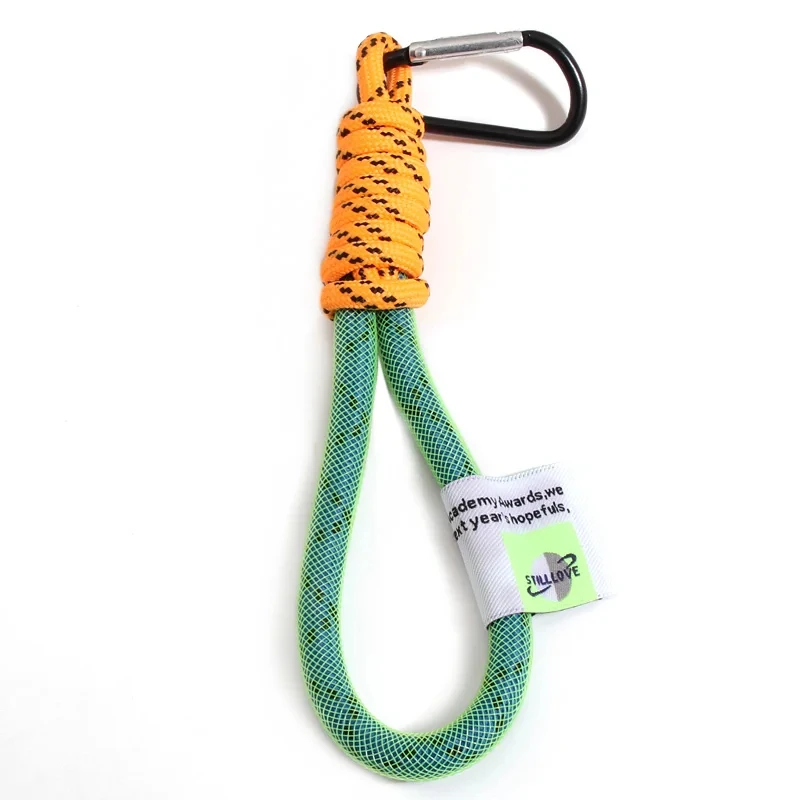 Key Rings Creative Iridescent Braid Rope Keychain Carabiner Key Ring For Backpack Pendant Accessorie Hanging Cord Jewelry