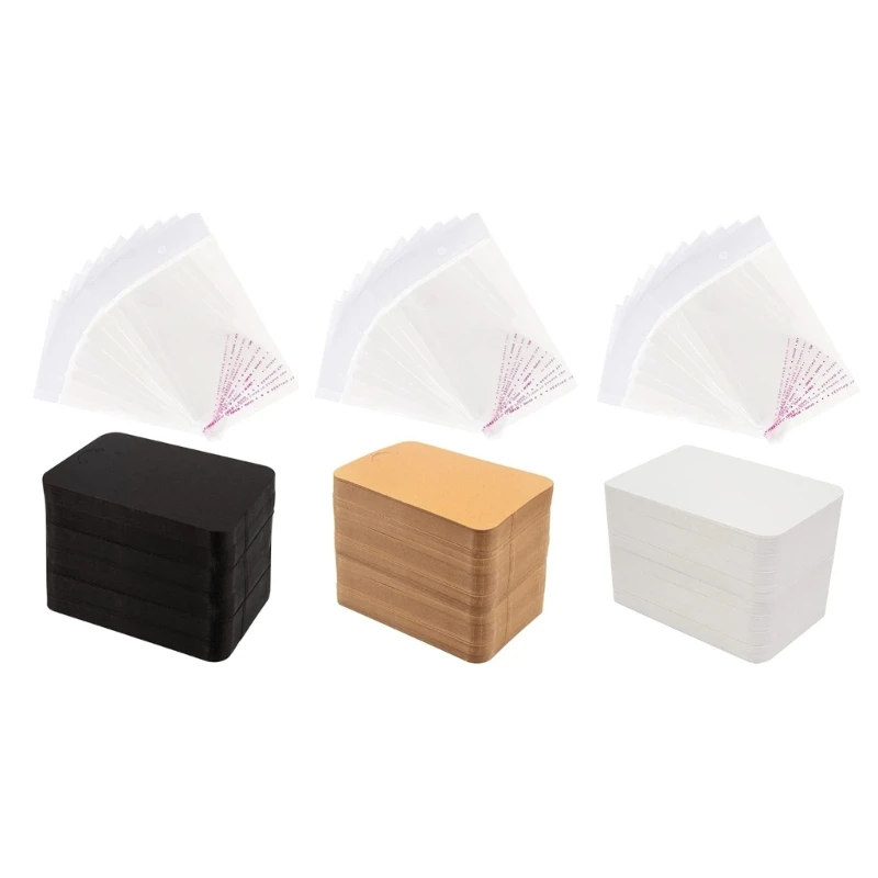 

100 Pcs Keychain Display Cards Keychain Cardboard with Clear Self Sealing Bags