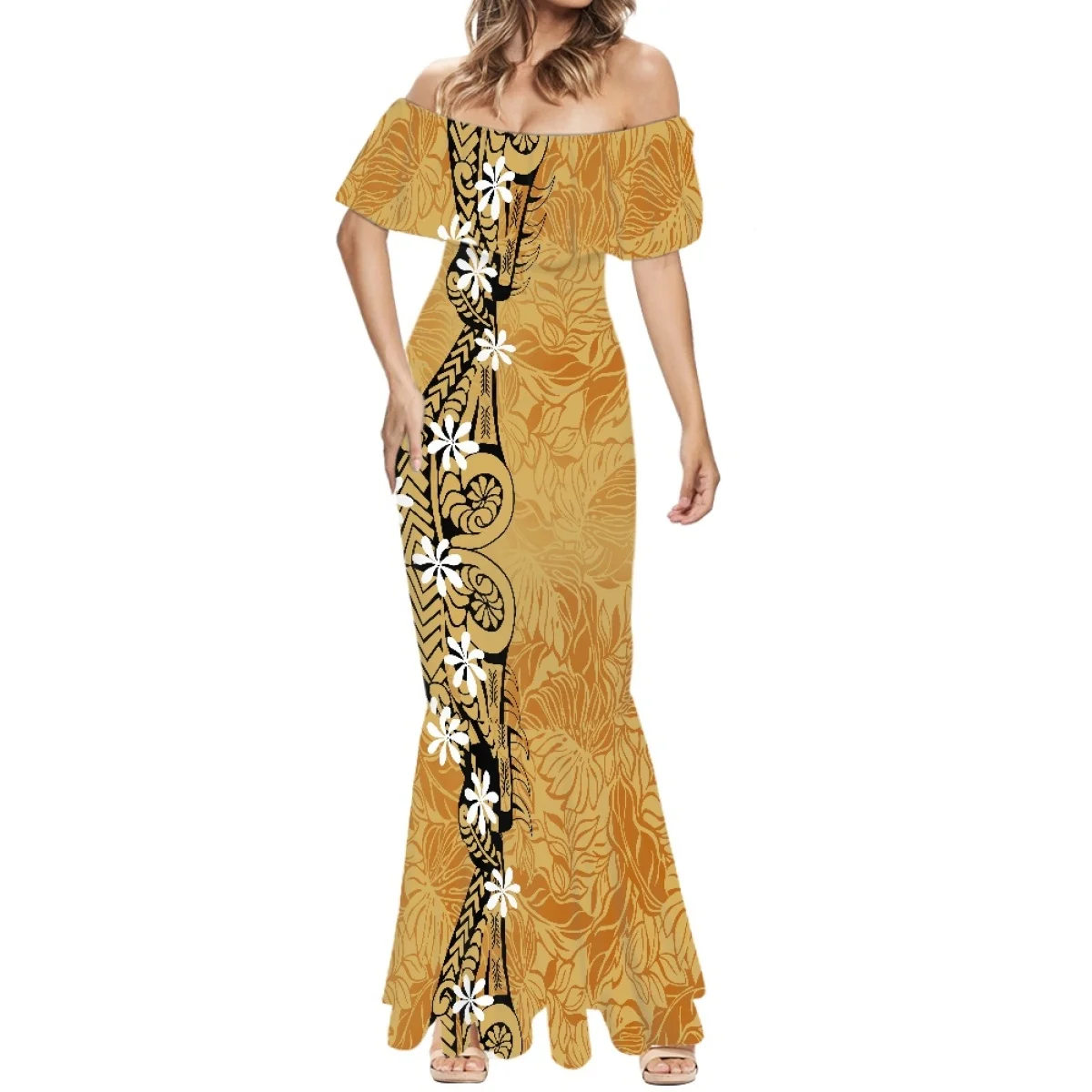 

Полинезийская этническая одежда, Самоа, тунган, Тапа, дизайнерское индивидуальное модное платье, Роскошные платья, коктейльное платье-Русалка 7XL