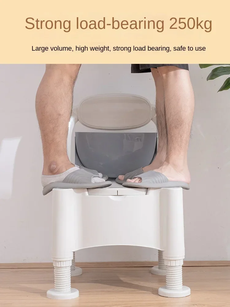 Adjustable Height Mobile Toilet, Anti-Rollover Urinal Basin, Portable Lift Chair for Pregnant Women,   Senior Bathroom Aid 3