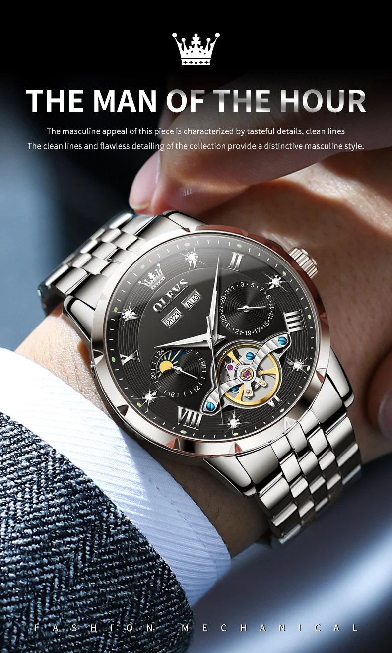 OLEVS 6691 Luxury Tourbillon Automatic Mechanical Watch description image 3