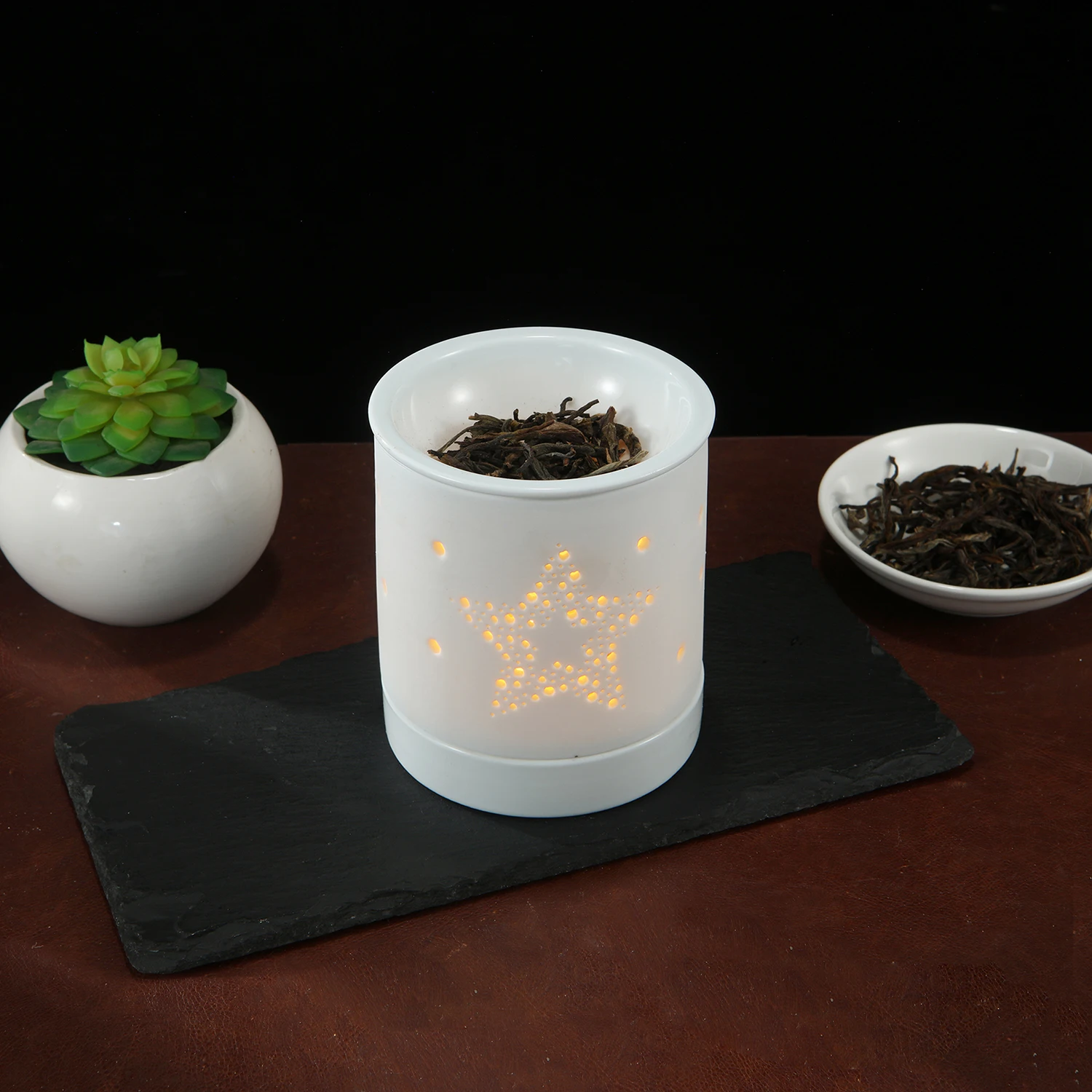 Keramik-Brenner für ätherische Öle, Teelichtkerze, Heizhalter, Diffusor für ätherische Öle, Weihrauchbrenner für Spa, Aromatherapie, Heimdeko – Detail 7