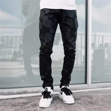 

Men Luxury Printed Stretch Black Jeans Fashion Mens Slim Fit Ripped Cargo Pants Jeans Man Casual Denim Trousers Spodnie Jeansowe