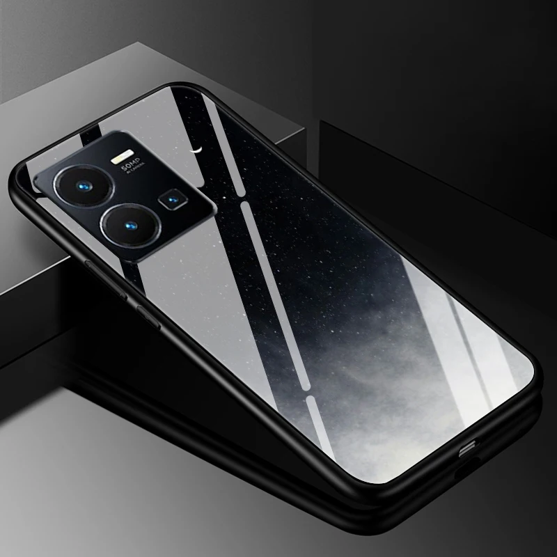 Premium Protective Hard Back Bumper Case with Tempered Glass Cover