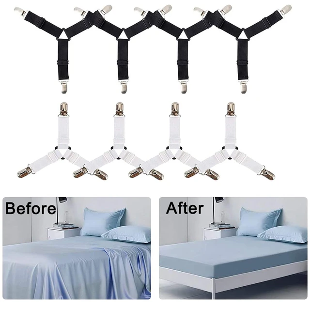 Bed Sheet Fasteners Clips Adjustable Triangle Elastic Suspenders Gripper Holder  Straps Sheet Clip for Bed Sheets Mattress Covers - AliExpress