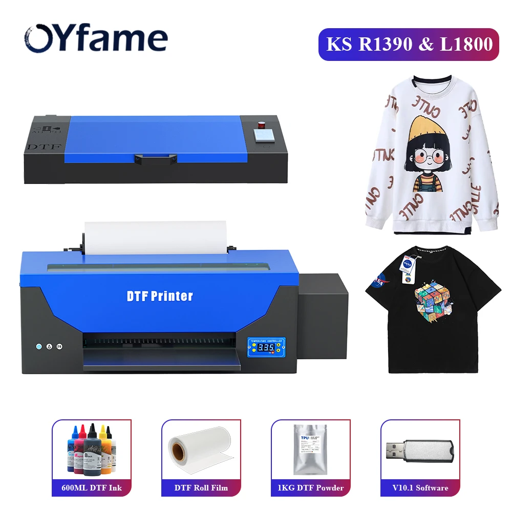 

OYfame A3 DTF Printer For Epson L1800 R1390 DTF Direct To Film DTF Transfer Printer Garment A3 t shirt Printing Machine