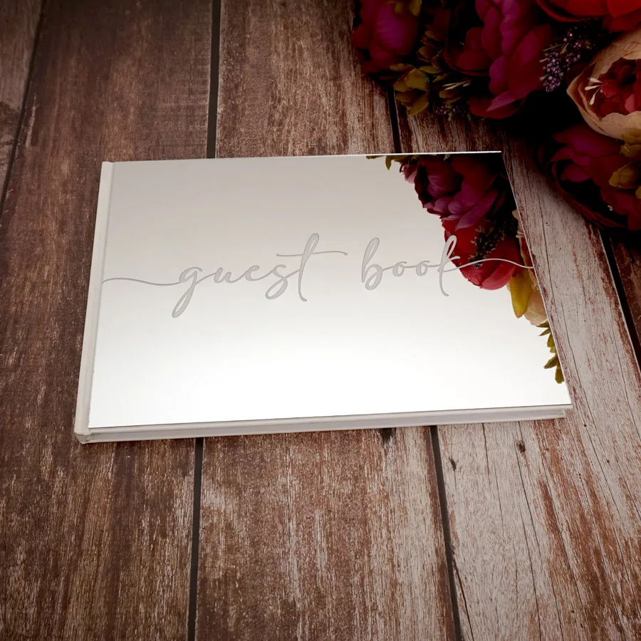 2 Styles Acrylic Mirror Cover Guest Book Bride&Groom Keepsake Gifts Wedding Anniversary Birthday Baptism Decor