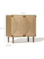 LuxenHome 31" Sideboard Buffet Cabinet with Storage Seagrass Boho Accent Cabinet Mid Century Modern Small Sideboard Stor 2