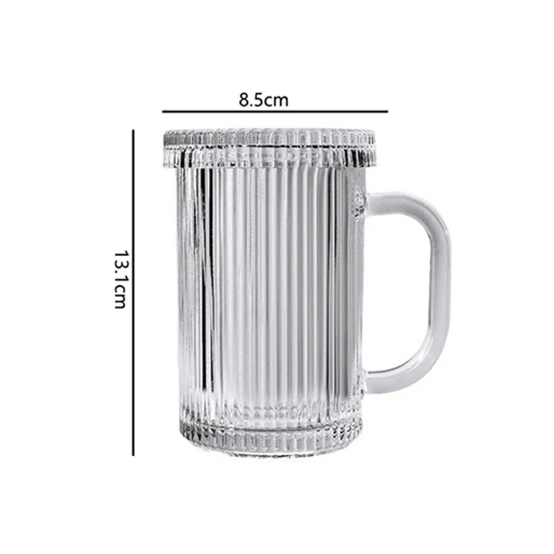 Transparent Minimalist Milk Tea Glass Cup with Lid and Handle – Perfect