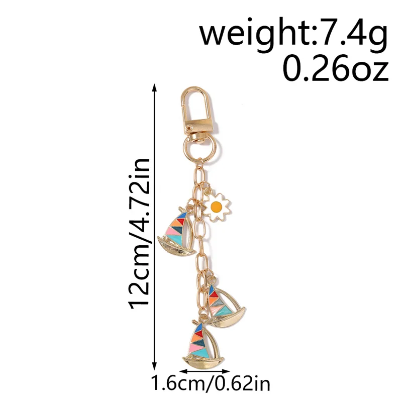 Aihua Niedlicher Sommer-Strand Segelboot Schlüsselanhänger für Frauen und Mädchen, Schlüsselring-Anhänger für Handtaschen-Deko, DIY Urlaubs-Schmuck Geschenke – Detail 5