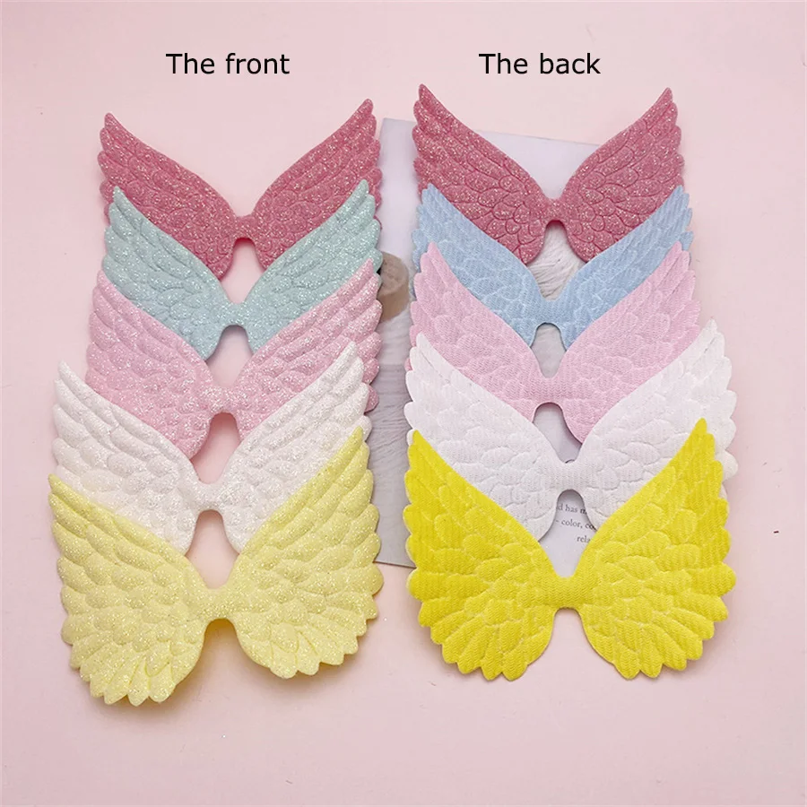 30Pcs/Lot Candy Color Shiny Angel Wing Padded Applique For DIY Clothes Hat Cosplay Decoration Patches Hair Clip Accessories