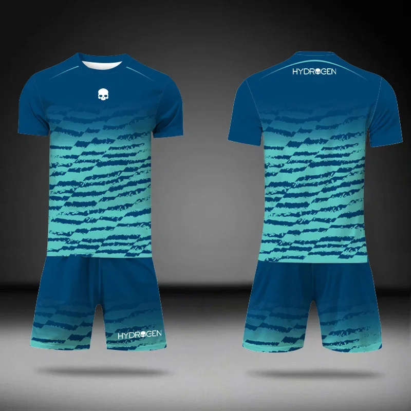 Fashion Men's Gradient Green Printed Tracksuit Summer T Shirt And Drawstring Pocket Shorts 2-Piece Outfits Tennis Sportswear Set Sports Suit Tracksuit Set Shirt And Shorts Set