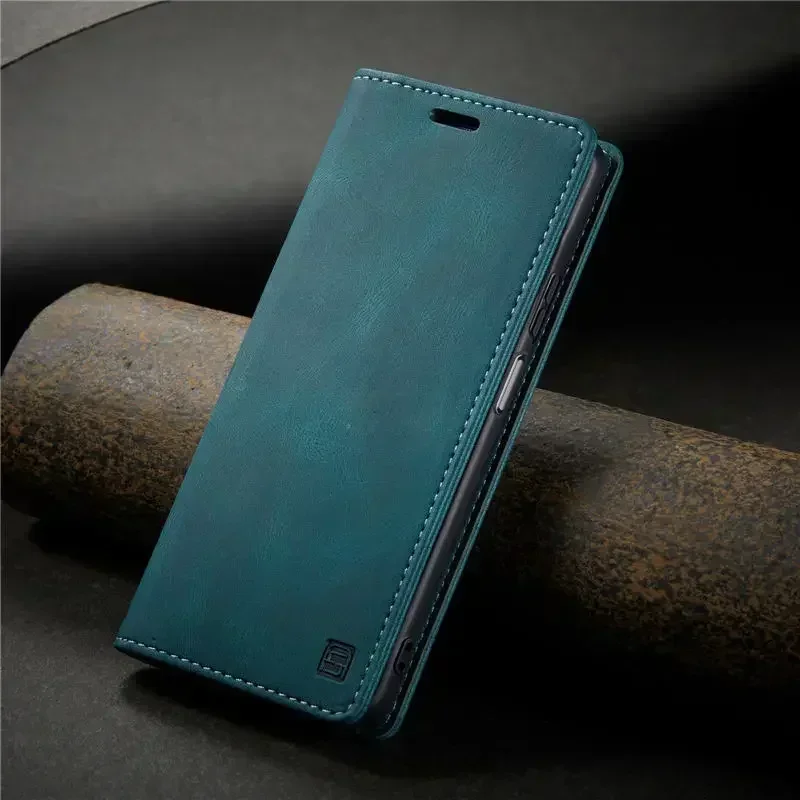 RFID Leather Flip Magnetic Wallet Case - Premium Protection with Elegant Design
