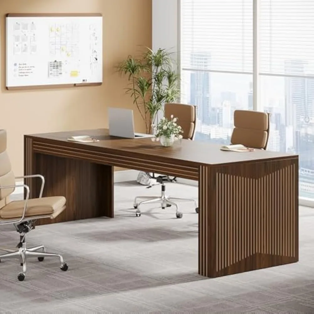 79-Inch Extra Long Desk, Two Person Desk Double Desk for Home Office, Wooden Long Computer Desk, Writing Table Study Desk for O 6
