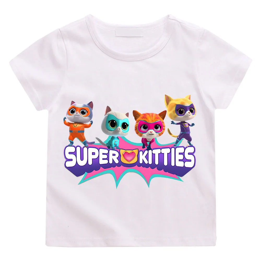 SuperKitties Summer 100% Cotton T-shirt Boy Cartoon Pride Tshirt Short Tops Y2k One Piece Print Anime Tees Kids Clothes Girls 2