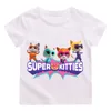 SuperKitties Summer 100% Cotton T-shirt Boy Cartoon Pride Tshirt Short Tops Y2k One Piece Print Anime Tees Kids Clothes Girls 2