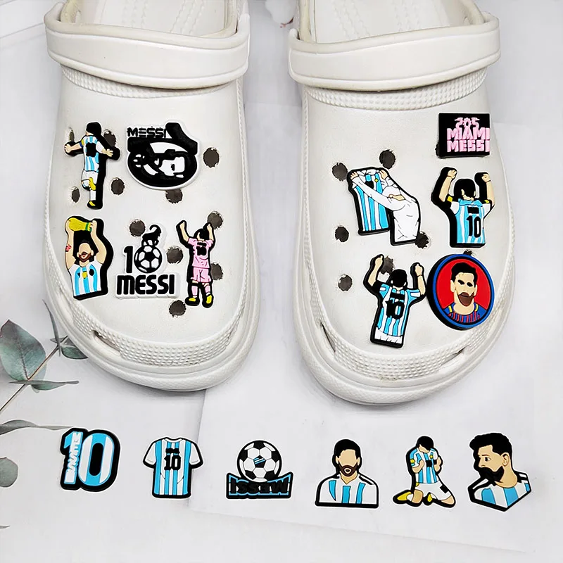 1pcs Soccer Star Mesi Series PVC Shoe Charms Accessories Shoe Decorations for Unisex Party Gifts shoe charms shoe decorations