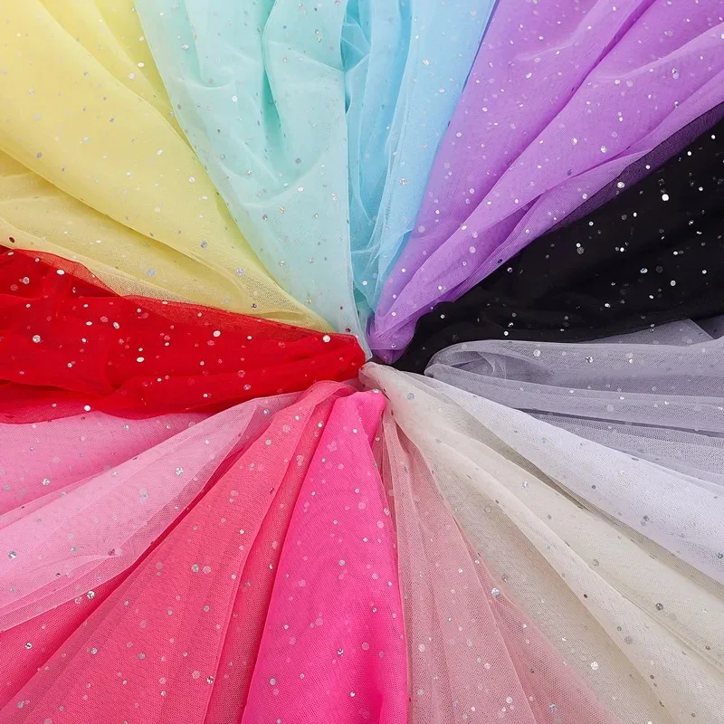 100cm * 150cm 1pc 반짝 이는 도트 메쉬 Tulle 패브릭 인형 아름다운 웨딩 드레스 의류 장식 재료 DIY 천 봉제 용품