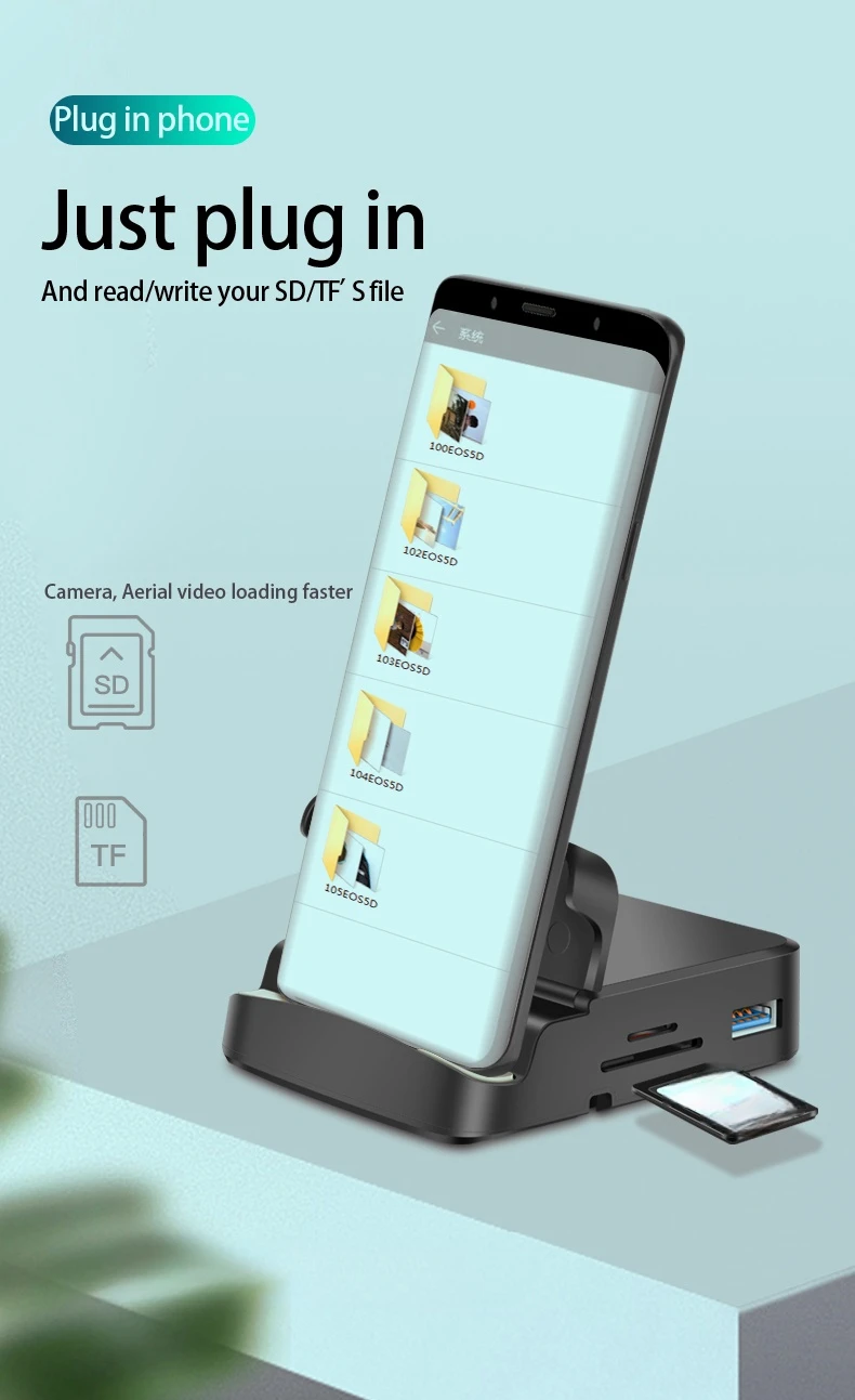 8 IN 1 Type C Docking Station Phone Stand Pad Station USB C To HDMI-compatible Dock Power Charger Adapter for Samsung