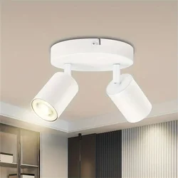 Modern Black Rotatable LED Ceiling Spotlight with Dual Bulbs (White)