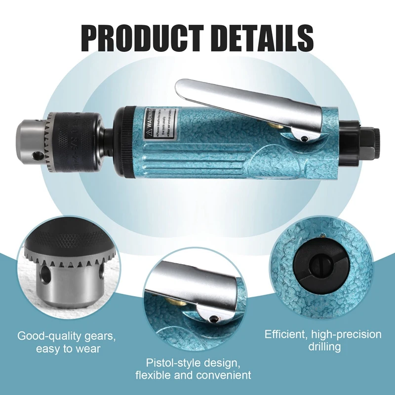 ABHU Tr-5200 22000Rpm High Speed Straight Pneumatic Drill Machine With 1.5-10Mm Chuck For Drilling Grinding 5