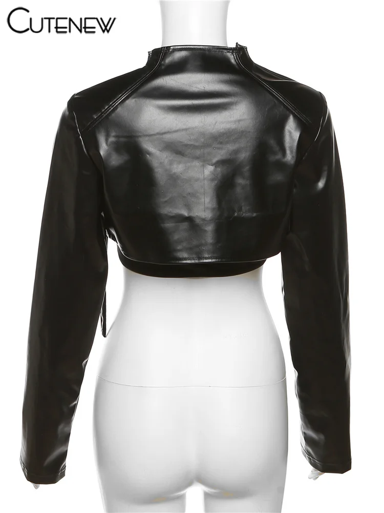 Women's PU leather Solid Top Hollow Out Long-Sleeved T-shirt Casual Clothing Shirt New Sexy Slim Femme Streetwear 7 Women's PU leather Solid Top Hollow Out Long-Sleeved T-shirt Casual Clothing Shirt New Sexy Slim Femme Streetwear