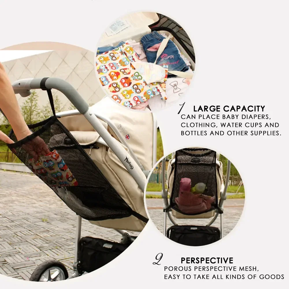 Description Picture 6 of itemPortable Large Capacity Pram Storage Pocket Baby Stroller Hanging Net Bags Infant Products Organizer Bag Stroller Accessories