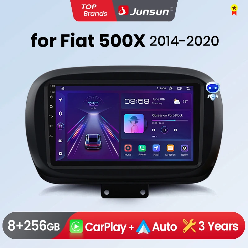 Junsun Wireless CarPlay Android Auto Radio For Fiat 500X Camera Car Intelligent Systems RDS BT DSP 2 din autorad