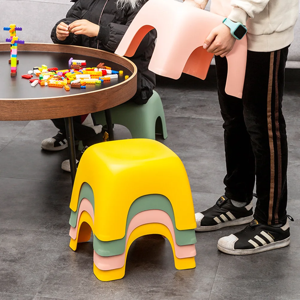 Portable Plastic Kids Stool Children Footstool Stackable Shoe Changing AntiSkid Furniture Sturdy Safe Home Office