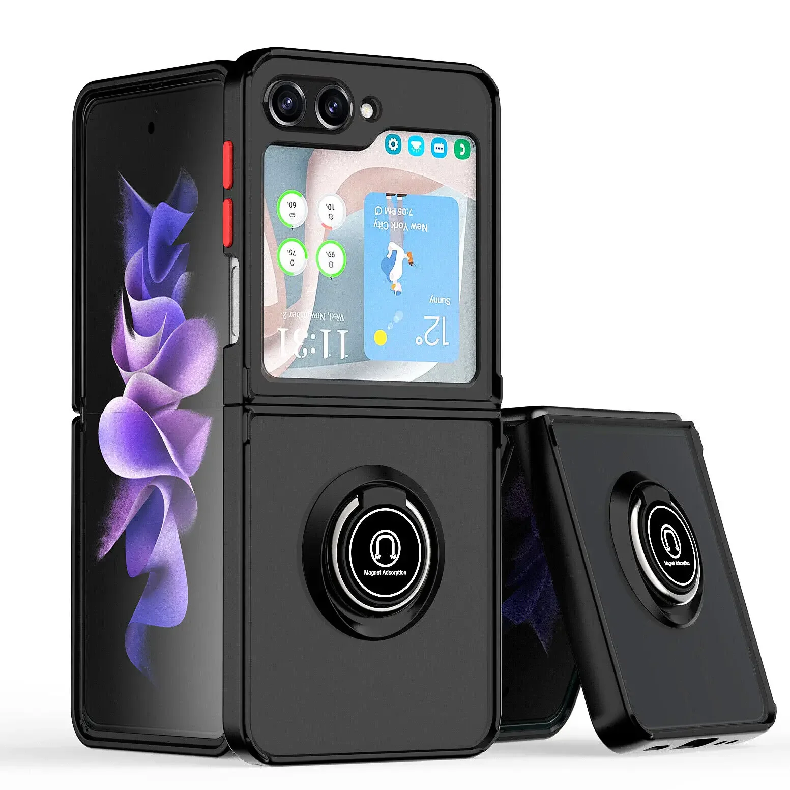 Shockproof Matte Phone Case With Ring Stand For Samsung Galaxy Z Flip_voghion.com