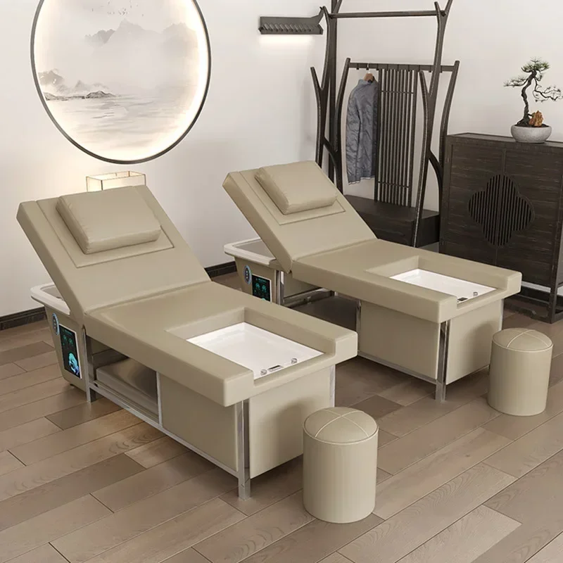 Water Circulation Shampo Chairs Luxury Hair Wash Bed Shampo Chairs Headspa Massage Mobili Estetista Salon Furniture YN50SC