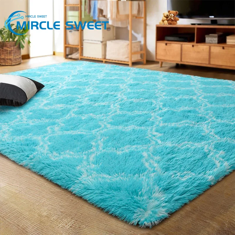 

MiRcle Sweet Blue Carpet for Living Room Plush Rug Bed Room Floor Fluffy Mats Home Decor Rugs Soft Velvet Carpets Kids Room
