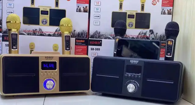 SDRD SD-309 ワイヤレススピーカー ゴールド SD-309 Mobile phone wireless karaoke bluetooth speaker