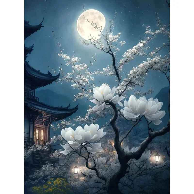 

Moonlight DIY Painting By Numbers Kits Landscape Oil Painting On Canvas 40x50cm Handpainted Home Decoration For Unique Gift