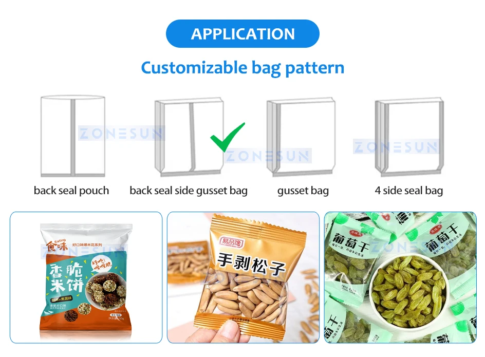 ZONESUN ZS-FS02 Full Automatic Three Heads Small Pouch Granule Bag Weighing Filling Sealing Machine