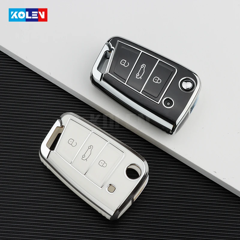 TPU 자동차 플립 키 케이스 커버 쉘 폭스 바겐 골프 7 MK7 Tiguan MK2 좌석 Ateca Leon FR 2 Ibiza Skoda Octavia Keyless