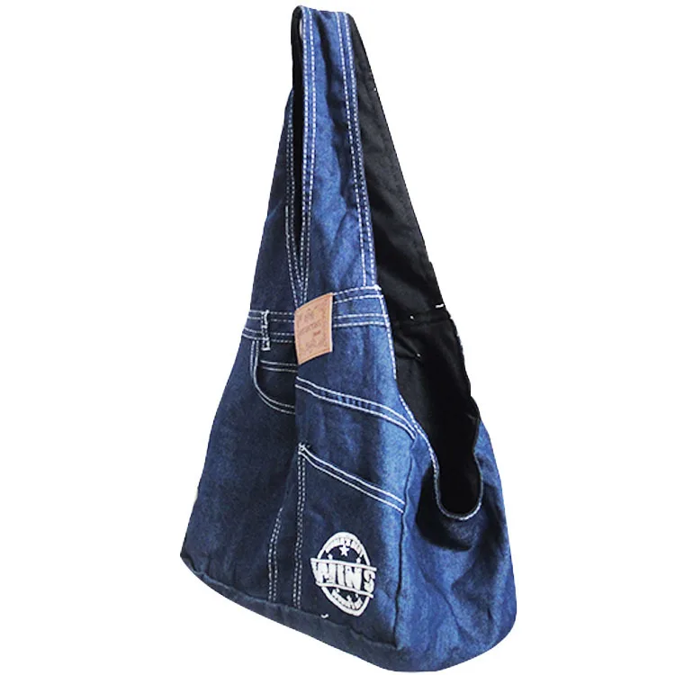 Denim Pet Carrier Bag Foldable Dog Cat Tote with Head Out Design Breathable Handheld Shoulder Sling for Small Pets Wholesale